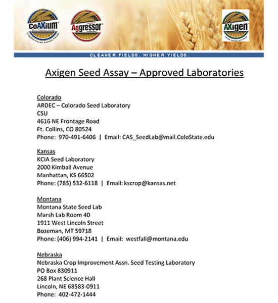 AXigen Seed Assay Approved Labs